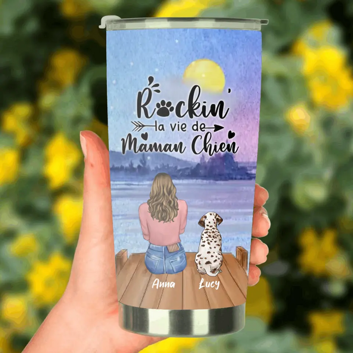 Tumbler Personnalisé Pour Maman De Chien - Jusqu'à 5 Chiens - Idée Cadeau Pour Maman Chien - Rockin' La Vie De Maman Chien