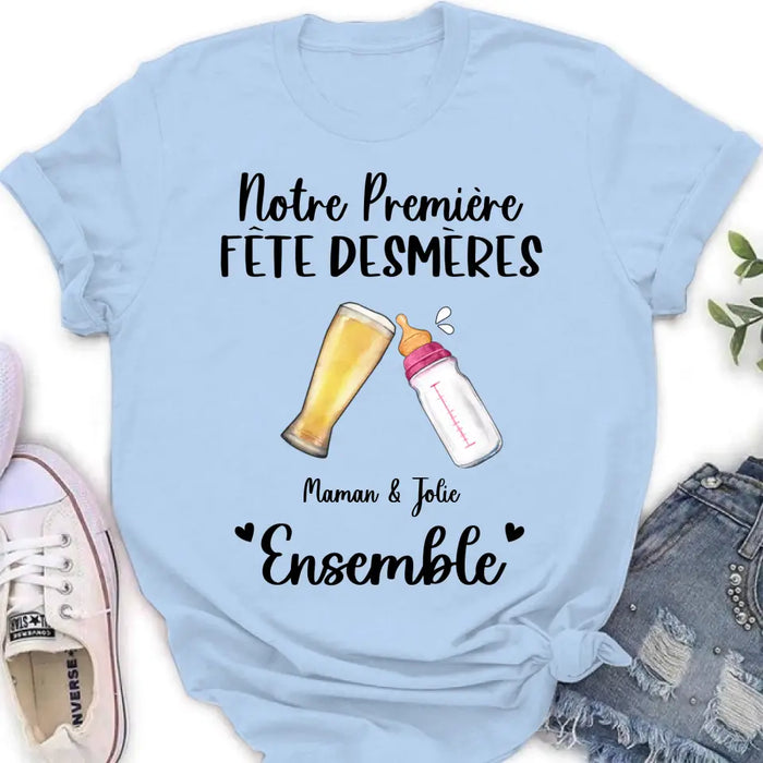 Cache-couche/T-shirt bébé personnalisé personnalisé - Idée cadeau fête des mères pour bébé/maman - Ensemble Notre Première Fête Desmères