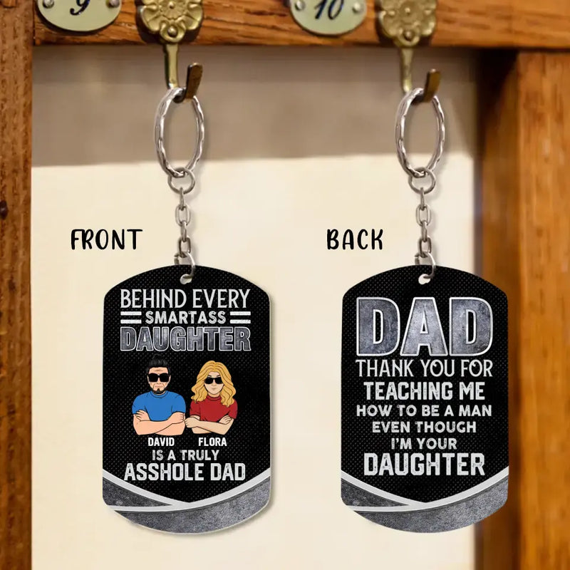 Personalized Dad And Daughter Aluminum Keychain - Gift Idea For Father's Day From Daughter/Son - Thank You For Teaching Me How To Be A Man Even Though I'm Your Daughter