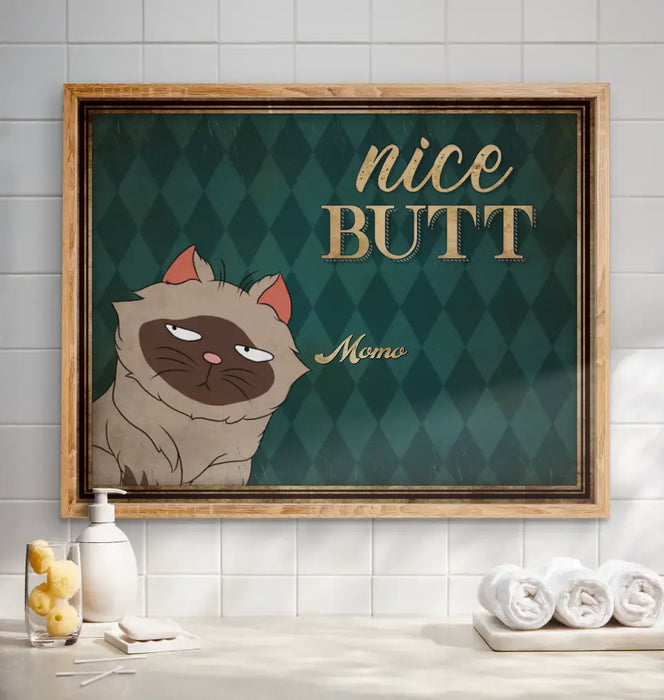 Personalized Nice Butt Funny Cats Poster - Gift Idea For Cat Lover - Bathroom Decorating - Up to 6 Cats