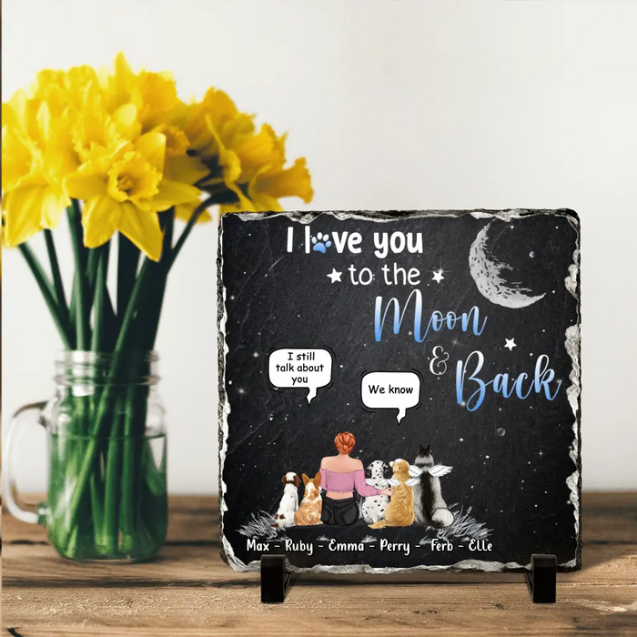 Custom Personalized Pet Mom Square Lithograph - Gift Idea For Pet Owner with up to 5 Pets - I Love You To The Moon & Back