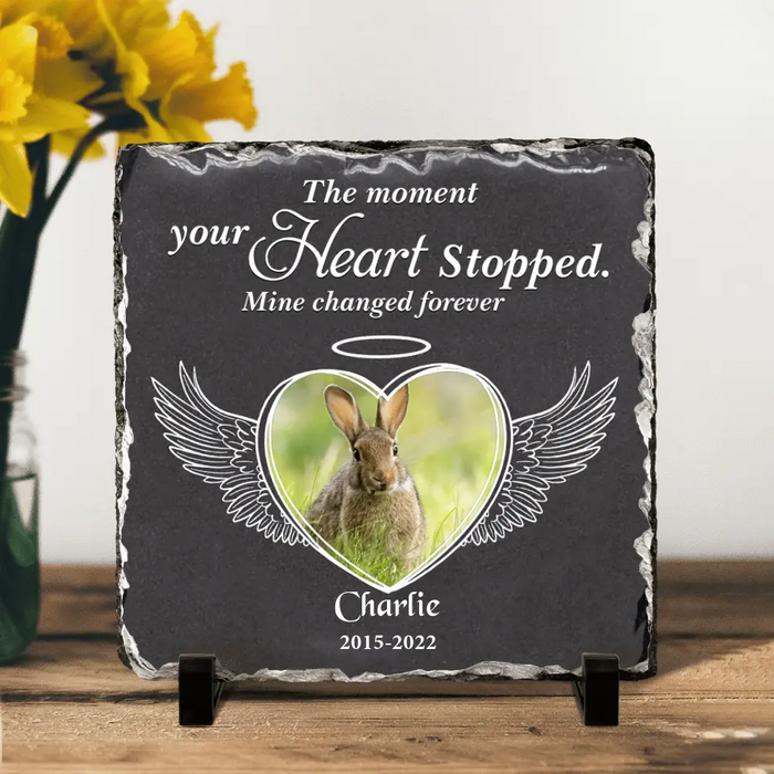 Custom Personalized Memorial Rabbit Square Lithograph - Gift Idea For Rabbit/Bunny Lovers - The Moment Your Heart Stopped Mine Changed Forever