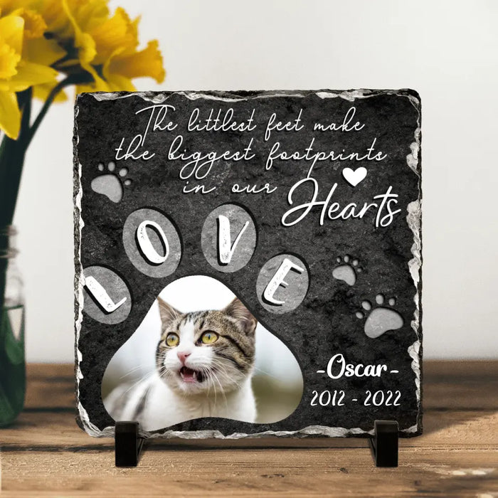 Custom Cat Photo Square Lithograph - Gift Idea For Cat Owner - The Littlest Feet Make The Biggest Footprints In Out Hearts