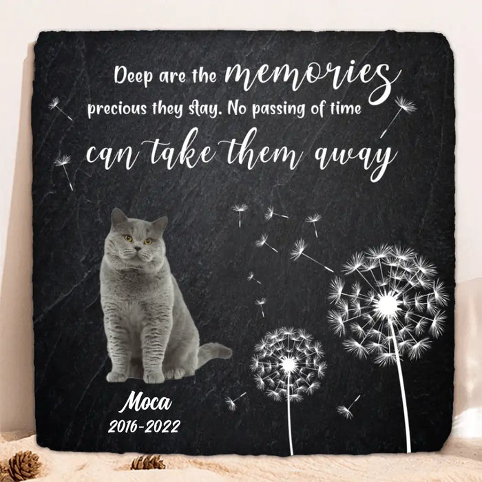 Custom Personalized Pet Loss Photo Square Lithograph - Memorial Gift Idea For Cat/Dog Lover - No Passing Of Time Can Take Them Away