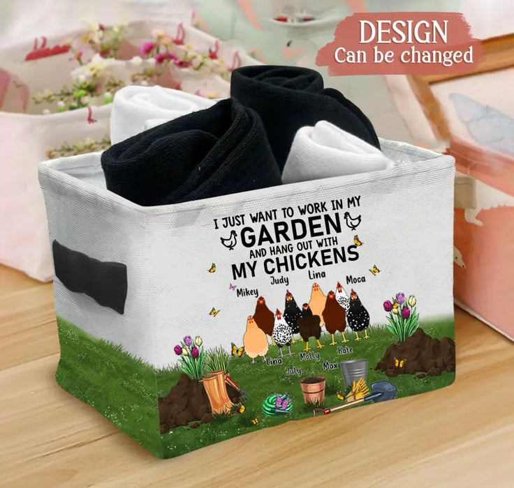 Personalized Chicken Storage Box - Up to 9 Chickens - Best Gift For Chicken Lovers - I Just Want To Work In My Garden And Hang Out With My Chickens