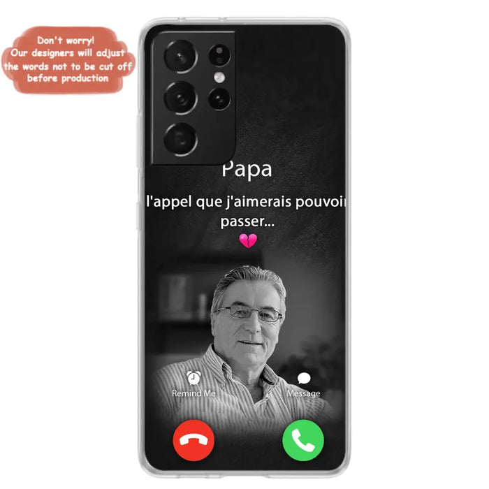 Coque de téléphone personnalisée pour papa commémoratif - Télécharger une photo - L'appel que j'aimerais pouvoir passer- Coque de téléphone pour iPhone/ Samsung