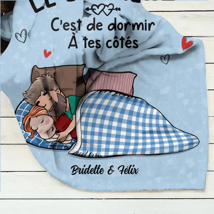 Housse de coussin/ couverture personnalisée - Le bonheur c'est de dormir à tes côtés