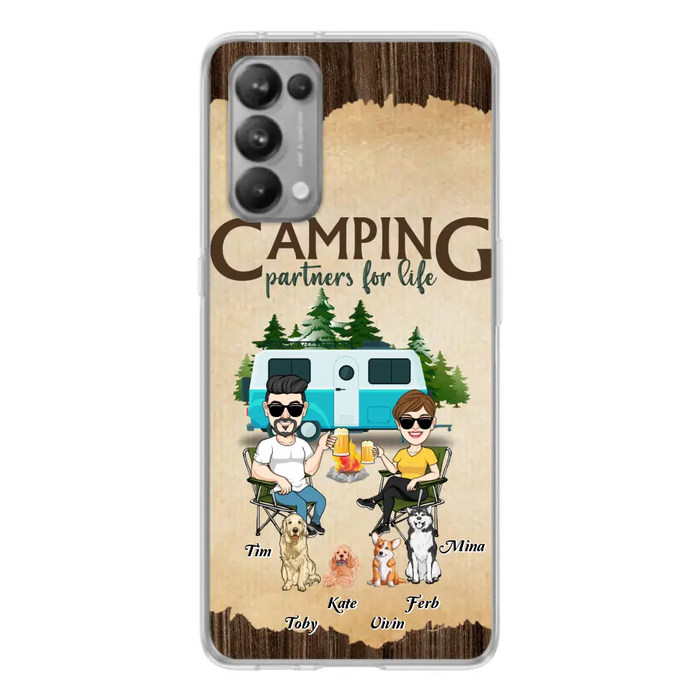 Custom Personalized Couple With Dogs Camping Oppo/ Xiaomi/ Huawei Case - Couple With Up to 4 Dogs - Gift For Couple/ Camping/ Dog Lover - Camping Partners For Life