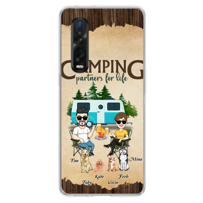 Custom Personalized Couple With Dogs Camping Oppo/ Xiaomi/ Huawei Case - Couple With Up to 4 Dogs - Gift For Couple/ Camping/ Dog Lover - Camping Partners For Life