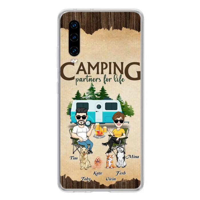 Custom Personalized Couple With Dogs Camping Oppo/ Xiaomi/ Huawei Case - Couple With Up to 4 Dogs - Gift For Couple/ Camping/ Dog Lover - Camping Partners For Life