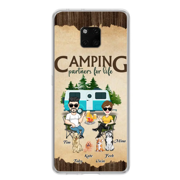 Custom Personalized Couple With Dogs Camping Oppo/ Xiaomi/ Huawei Case - Couple With Up to 4 Dogs - Gift For Couple/ Camping/ Dog Lover - Camping Partners For Life