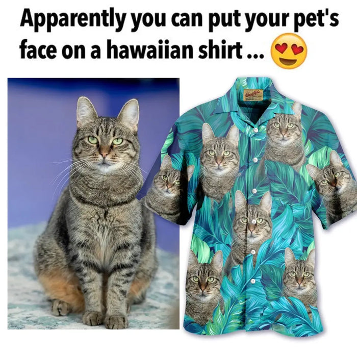 Custom Personalized Pet Photo Hawaiian Shirt - Gift Idea For Dog/ Cat/ Pet Owner