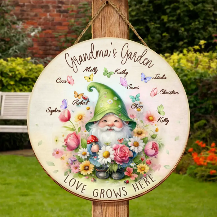 Custom Personalized Grandma's Garden Circle Wooden Sign - Mother's Day Gift Idea For Grandma/ Mother