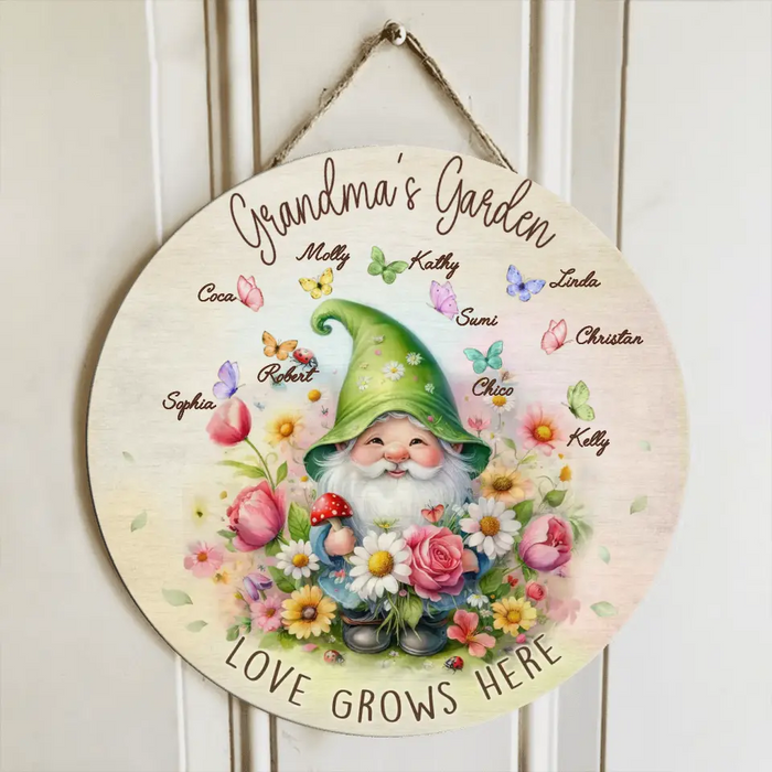 Custom Personalized Grandma's Garden Circle Wooden Sign - Mother's Day Gift Idea For Grandma/ Mother