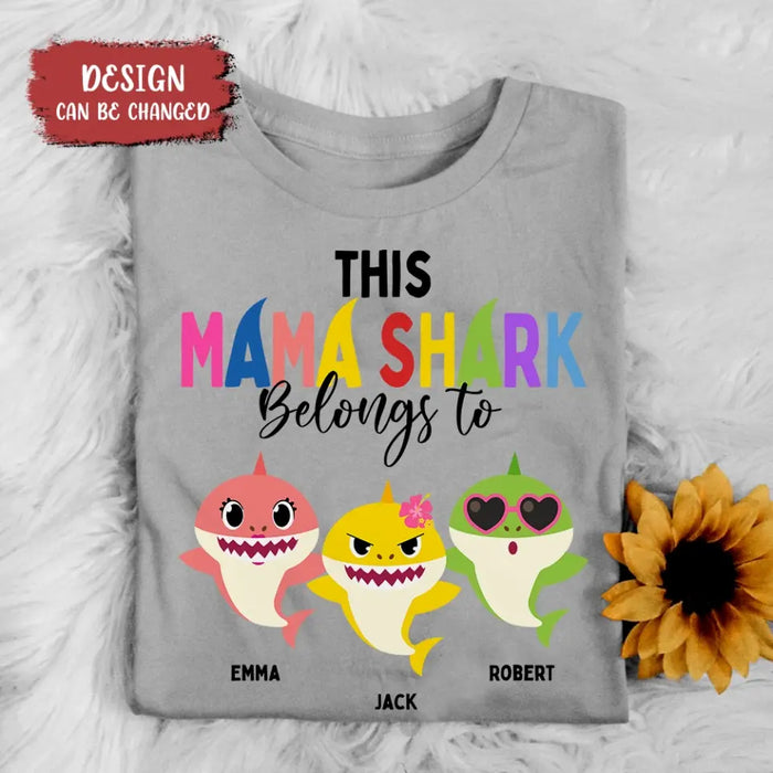 Custom Personalized Mama Shirt/ Hoodie - Upto 10 Kids - Mother's Day Gift Idea For Mom/ Grandma - This Mama Shark Belongs To