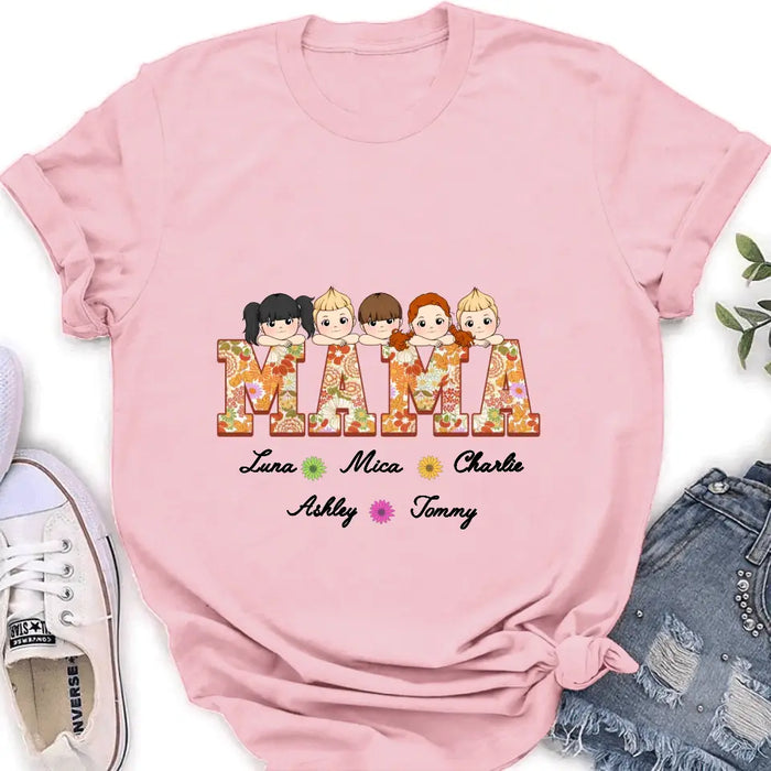 Custom Personalized Floral Mama Shirt/Hoodie - Upto 5 Kids - Mother's Day Gift Idea for Mom/Grandma - Mama