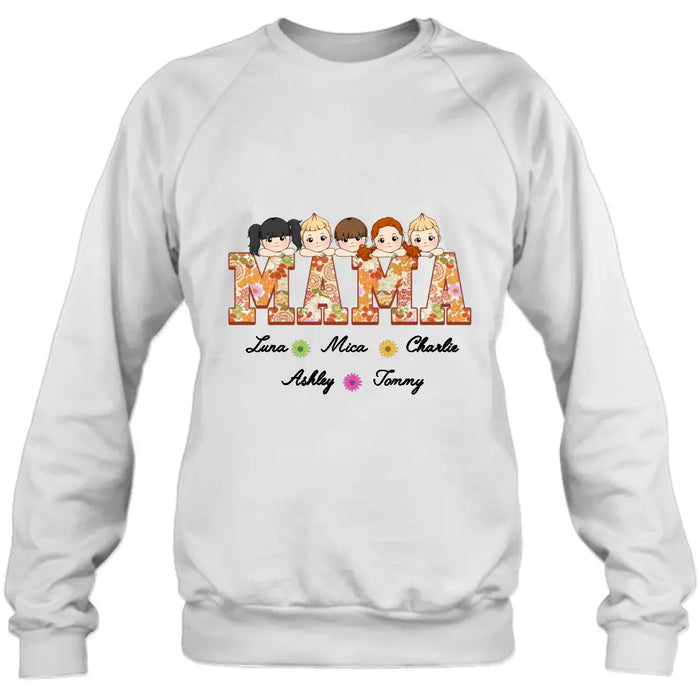 Custom Personalized Floral Mama Shirt/Hoodie - Upto 5 Kids - Mother's Day Gift Idea for Mom/Grandma - Mama