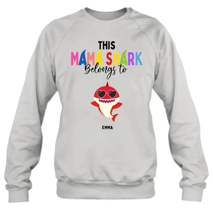 Custom Personalized Mama Shirt/ Hoodie - Upto 10 Kids - Mother's Day Gift Idea For Mom/ Grandma - This Mama Shark Belongs To