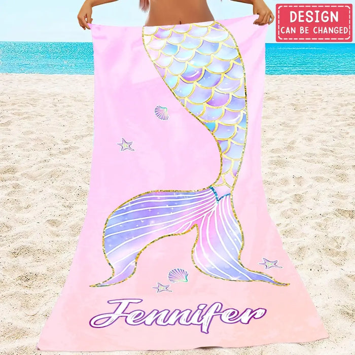 Custom Personalized Mermaid Beach Towel - Gift for Friends