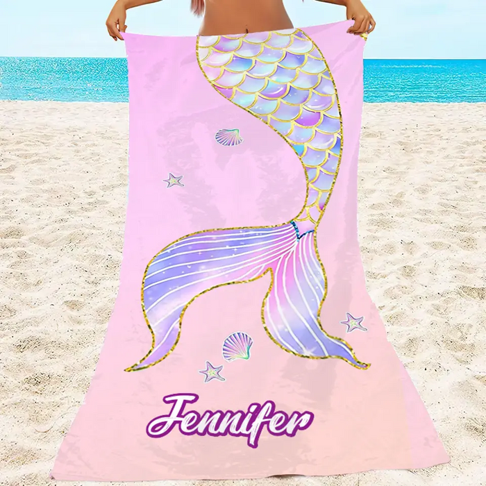 Custom Personalized Mermaid Beach Towel - Gift for Friends