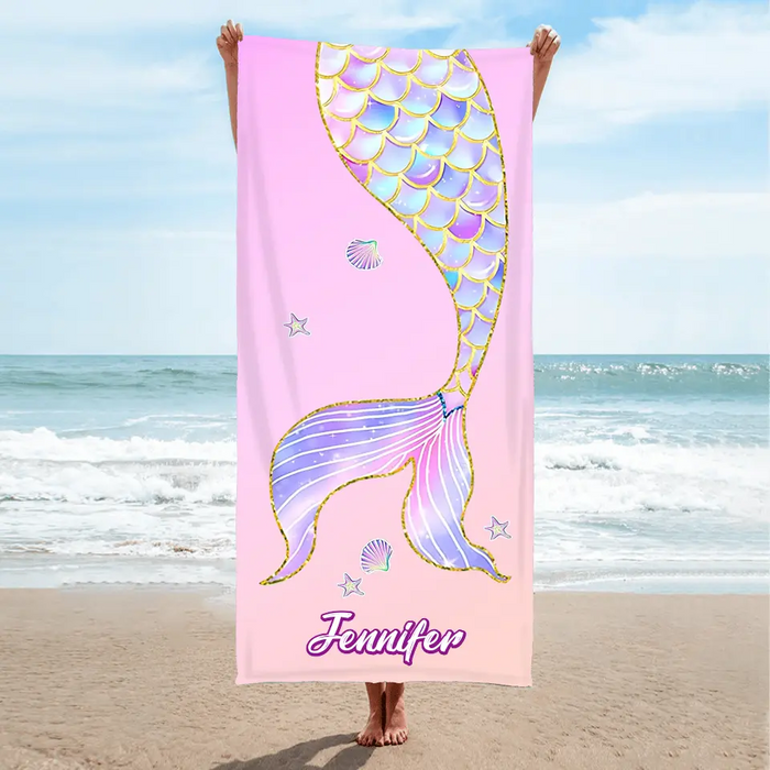 Custom Personalized Mermaid Beach Towel - Gift for Friends