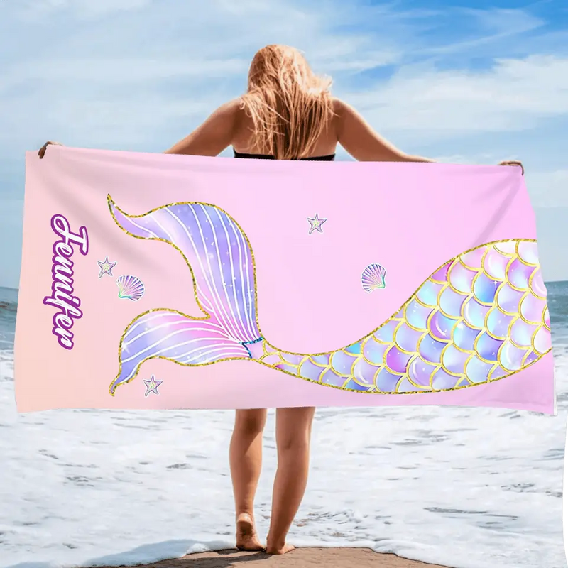 Custom Personalized Mermaid Beach Towel - Gift for Friends