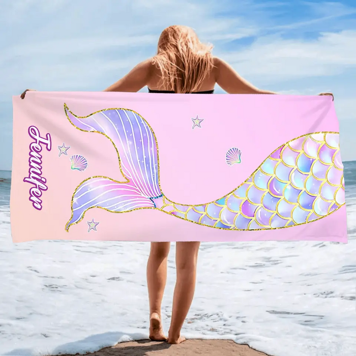 Custom Personalized Mermaid Beach Towel - Gift for Friends