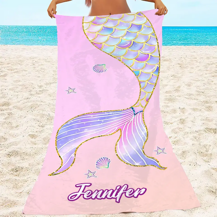 Custom Personalized Mermaid Beach Towel - Gift for Friends