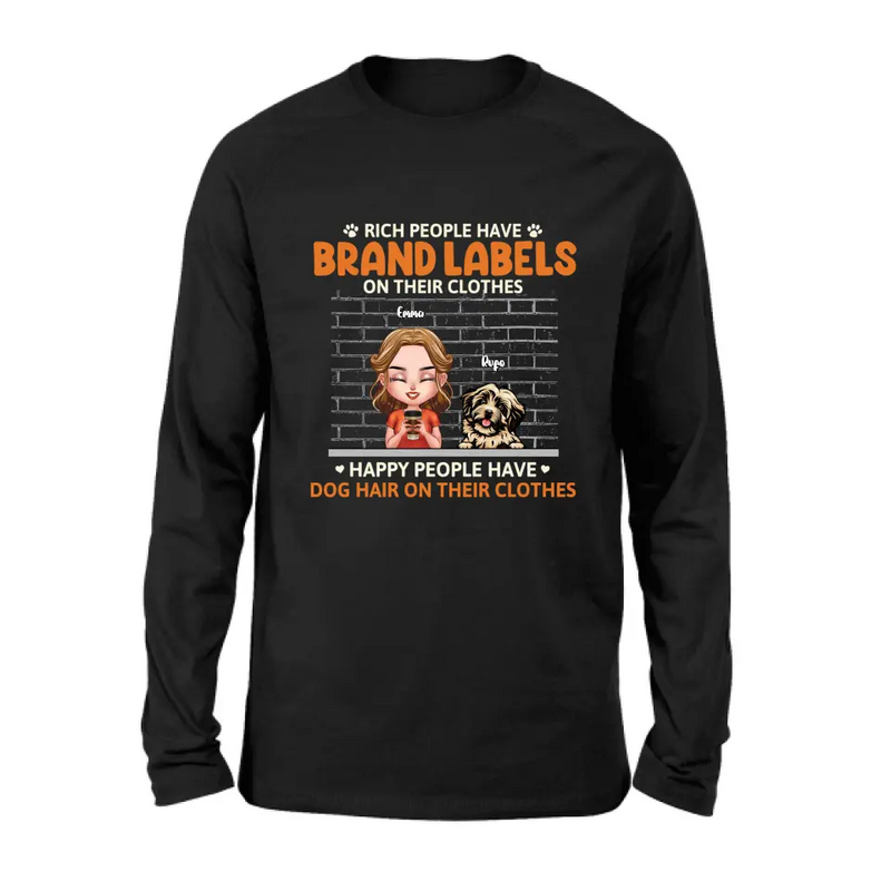 Personalized Dog Mom Shirt/Hoodie - Up to 3 Dogs - Gift Idea For Dog Lover - Happy People Have Dog Hair On Their Clothes