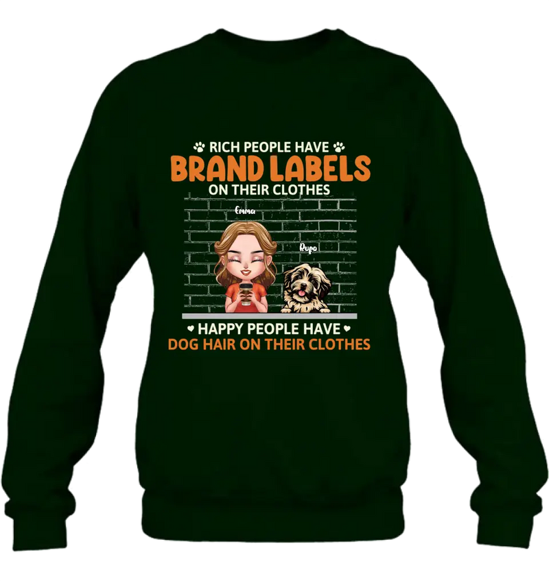 Personalized Dog Mom Shirt/Hoodie - Up to 3 Dogs - Gift Idea For Dog Lover - Happy People Have Dog Hair On Their Clothes