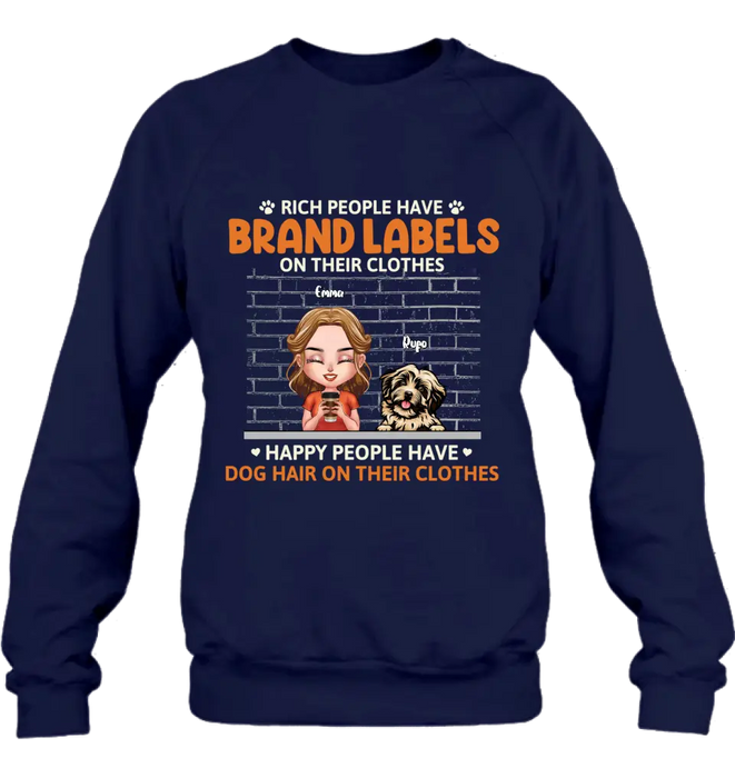 Personalized Dog Mom Shirt/Hoodie - Up to 3 Dogs - Gift Idea For Dog Lover - Happy People Have Dog Hair On Their Clothes