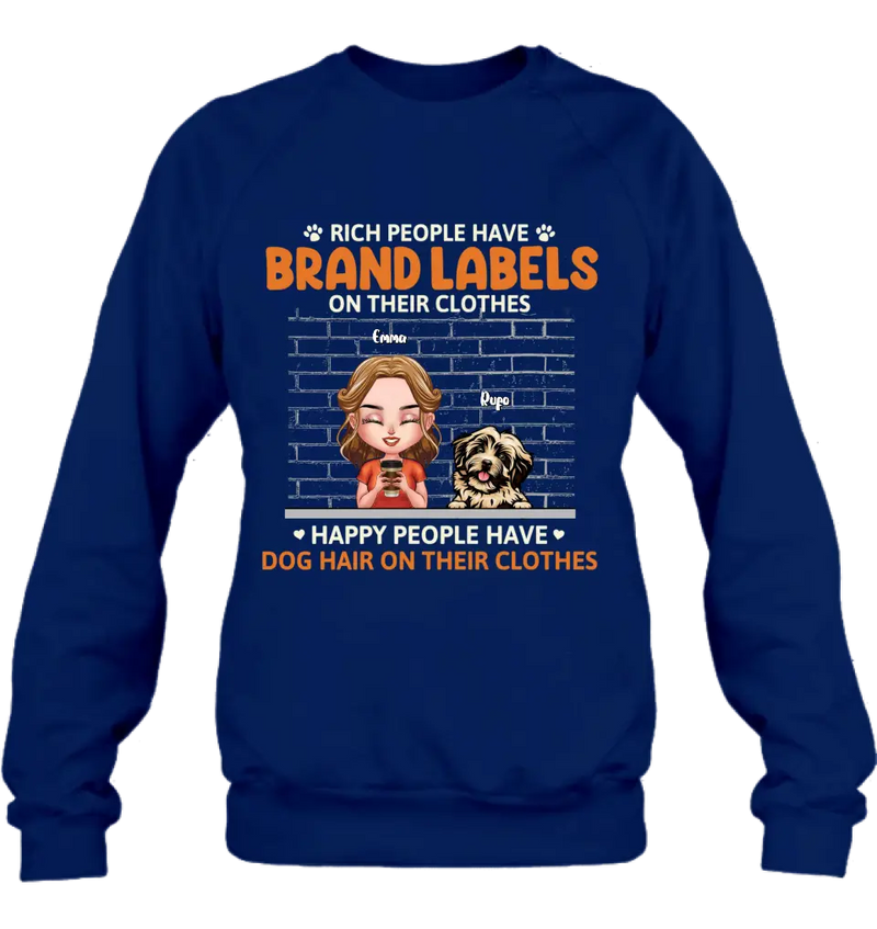 Personalized Dog Mom Shirt/Hoodie - Up to 3 Dogs - Gift Idea For Dog Lover - Happy People Have Dog Hair On Their Clothes