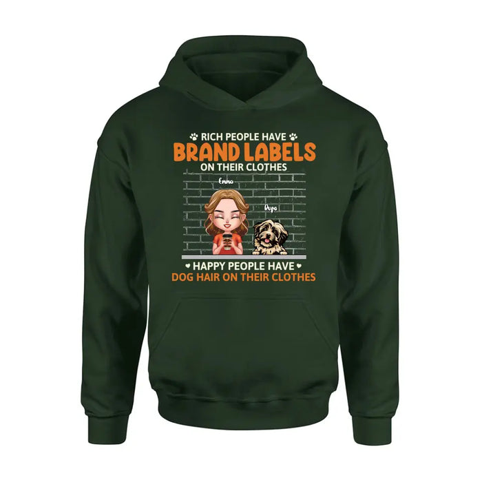 Personalized Dog Mom Shirt/Hoodie - Up to 3 Dogs - Gift Idea For Dog Lover - Happy People Have Dog Hair On Their Clothes