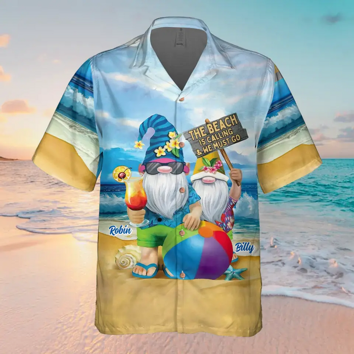 Custom Personalized Couple Hawaiian Shirt - Gift Idea For Beach Lover - The Beach Is Calling & Me Must Go