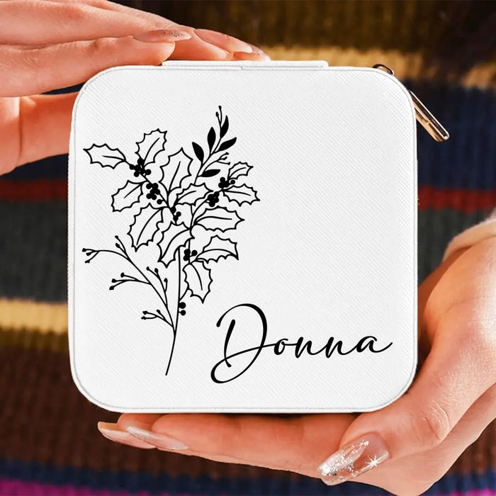 Custom Personalized Birth Flower Jewelry Box - Gift Idea for Mother's Day/Birthday