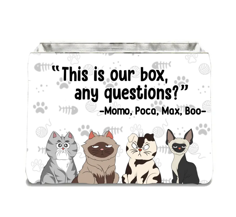 Personalized Funny Cat Storage Box - Up to 4 Cats - Gift Idea for Cat Lovers - This Is Our Box