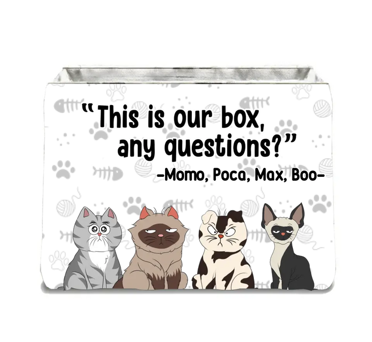 Personalized Funny Cat Storage Box - Up to 4 Cats - Gift Idea for Cat Lovers - This Is Our Box
