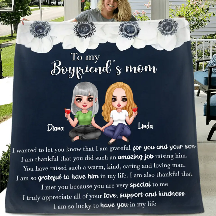 Personalized To My Boyfriend's Mom Quilt/Fleece Throw Blanket - Gift Idea For Mother's Day - I Am Grateful For You