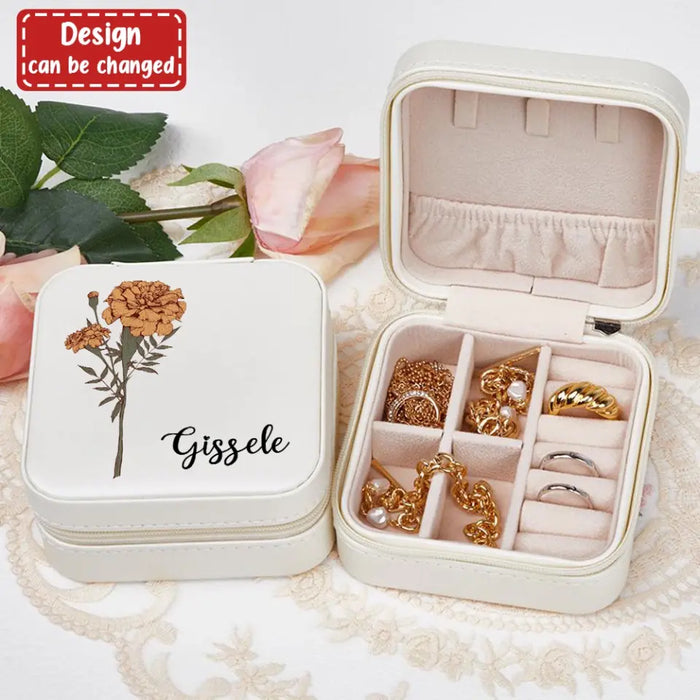 Custom Personalized Birth Flower Jewelry Box - Gift Idea for Mother's Day/Birthday