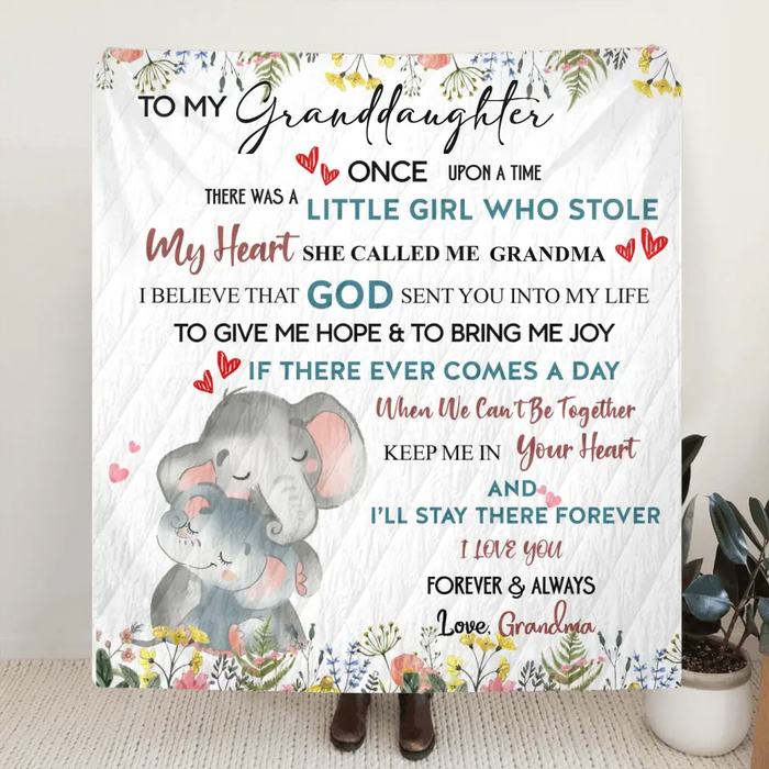 Custom Personalized Elephant Baby Quilt/Fleece Throw Blanket - Gift Idea For Kids - To My Granddaughter I Love You Forever & Always