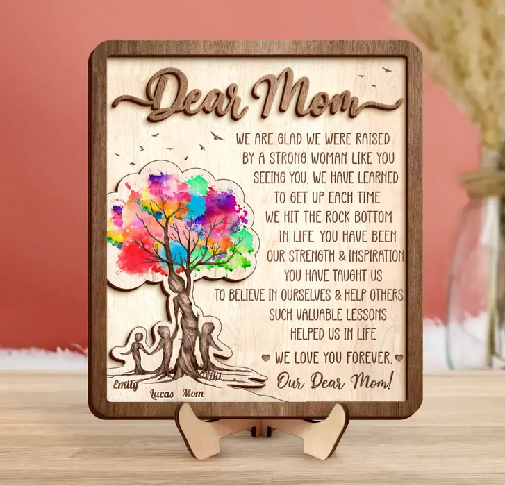 Custom Personalized Mom 2 Layered Wooden Art - Upto 5 Children - Mother's Day Gift Idea from Mom - Dear Mom