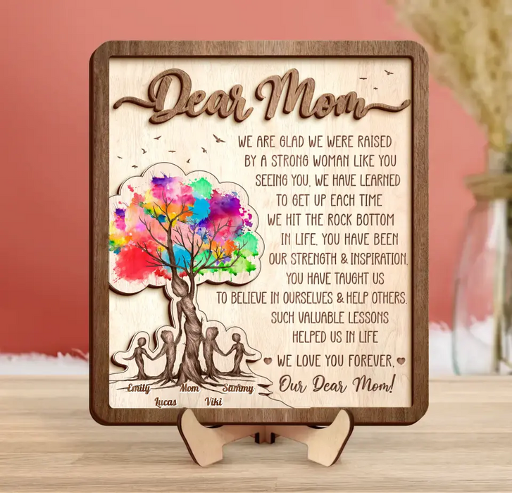 Custom Personalized Mom 2 Layered Wooden Art - Upto 5 Children - Mother's Day Gift Idea from Mom - Dear Mom