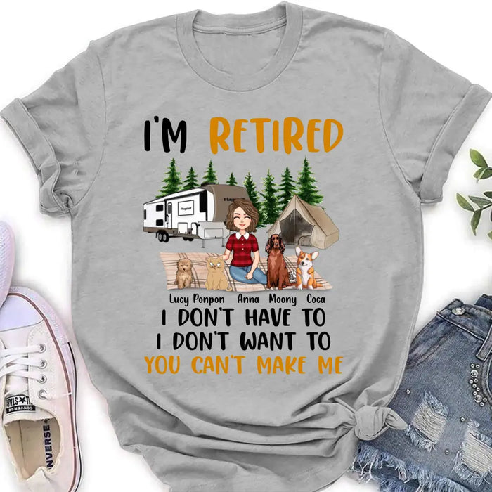 Custom Personalized Pet Mom Shirt/ Hoodie - Upto 4 Pets - Mother's Day Gift Idea For Mom - I'm Retired I Don't Have To