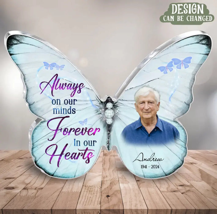 Custom Personalized Memorial Photo Butterfly Acrylic Plaque - Memorial Gift Idea For Family Member - Your Wings Were Ready But My Heart Was Not