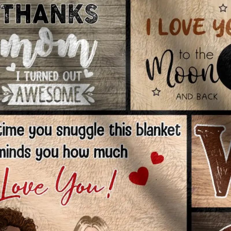 Personalized Mom & Daughter Quilt/Fleece Throw Blanket - Mother's Day Gift Idea To Mom - I Love You To The Moon And Back