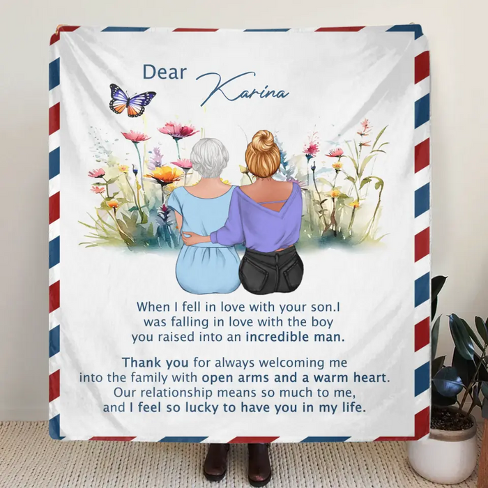 Custom Personalized Mom & Daughter Quilt/ Fleece Throw Blanket - Mother's Day Gift Idea To Mom - I Feel So Lucky To Have You In My Life