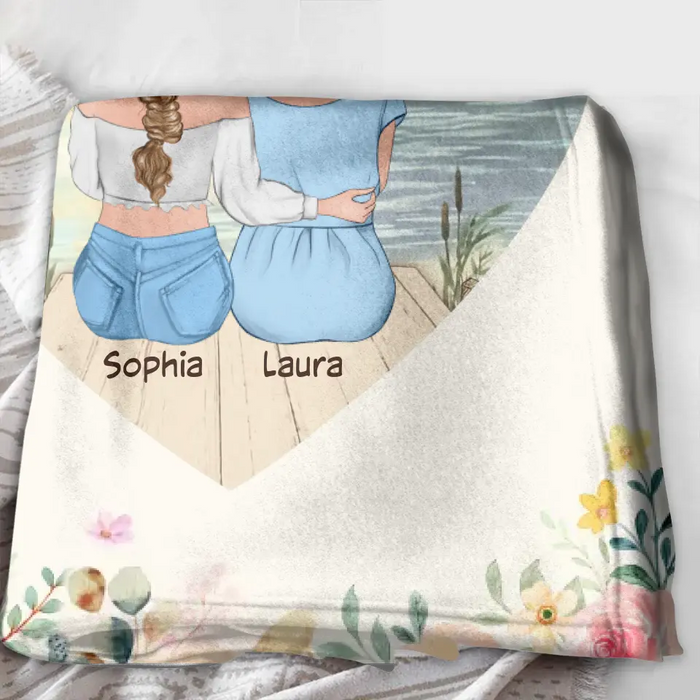 Custom Personalized Mom & Daughter Quilt/ Fleece Throw Blanket - Mother's Day Gift Idea To Mom - Mother & Daughter Forever Linked Together