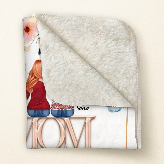 Custom Personalized Mom & Daughter Quilt/ Fleece Throw Blanket - Upto 4 Daughters - Mother's Day Gift Idea To Mom - It Reminds You How Much We Love You