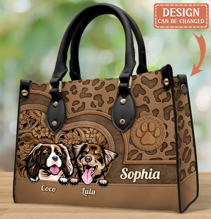 Custom Personalized Dog Mom PU Leather Handbag - Upto 3 Dogs - Mother's Day Gift Idea for Dog Lovers