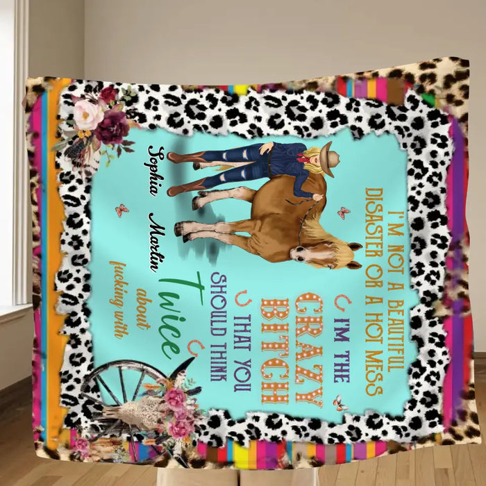 Custom Personalized Horse Girl Quilt/Single Layer Fleece Blanket - Gift Idea For Girl/Horse Lovers -  I'm Not A Beautiful Disaster